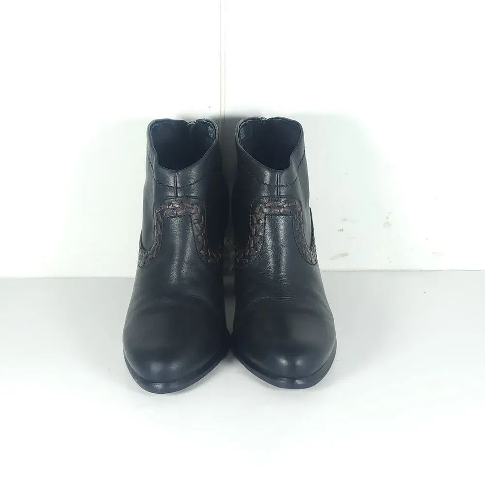 UGG Women's Charlotte US8 Black Leather Wool Lined Heeled Ankle Booties Boots